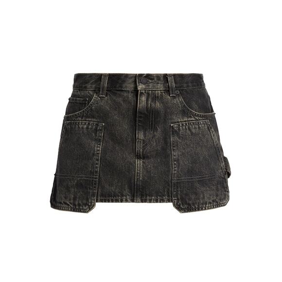 Helmut Lang 'Carpenter' Black Cotton Denim Micro-Mini Skirt Size 26 - Picture 1 of 4